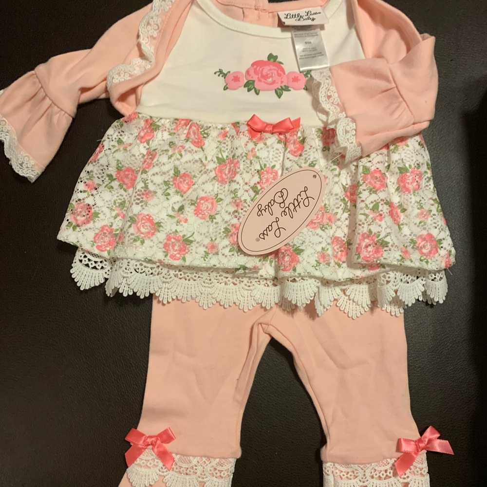 Peach lacy baby outfit
